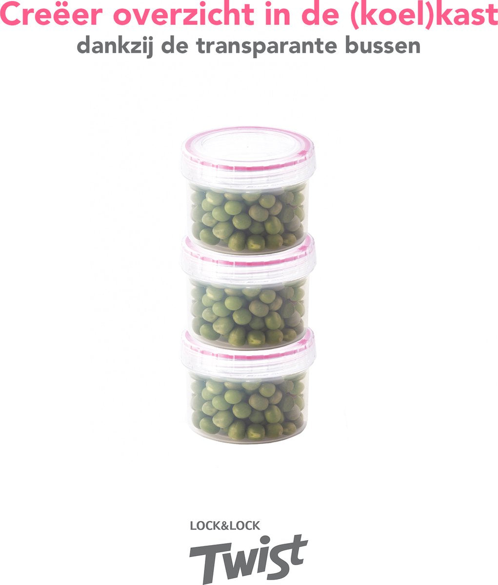  Lock&amp;Lock Voorraadbussen - Vershoudbakjes - Bewaardozen Voedsel - Sausbakjes Met Deksel - Dressing Bakje - Kruidenpotjes - Babyvoeding Bewaarbakjes - 150 Ml - Rond - Luchtdicht - BPA Vrij - Set Van 6 Stuks