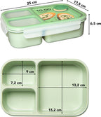 Lock&amp;Lock Lunchbox - Bento Box - Salade Lunchbox - Met 3 Compartimenten - Met Dressing/Saus Bakje - Volwassenen En Kinderen - To Go - Lekvrij - BPA Vrij - 1,5 Liter - Groen