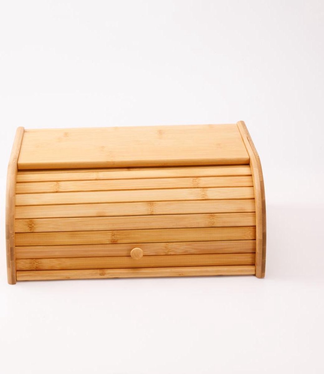 Merkloos Decopatent® Broodtrommel Met Rolluik - Bamboe Houten Brooddoos Met Schuifdeksel - Broodtrommel - Brood Bewaren En Vers Houden