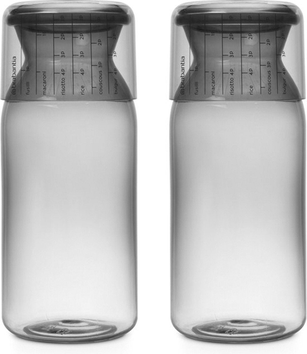  Brabantia Voorraadbussen Met Maatbeker Set Van 2 - 1,3 L - Dark Grey