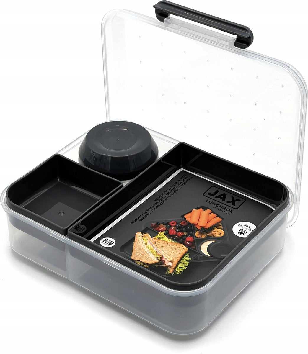  Lunchbox - Broodtrommel Inclusief Sausbeker - 3 Compartimenten - Saladebox - Brooddoos Met Yoghurtpotje