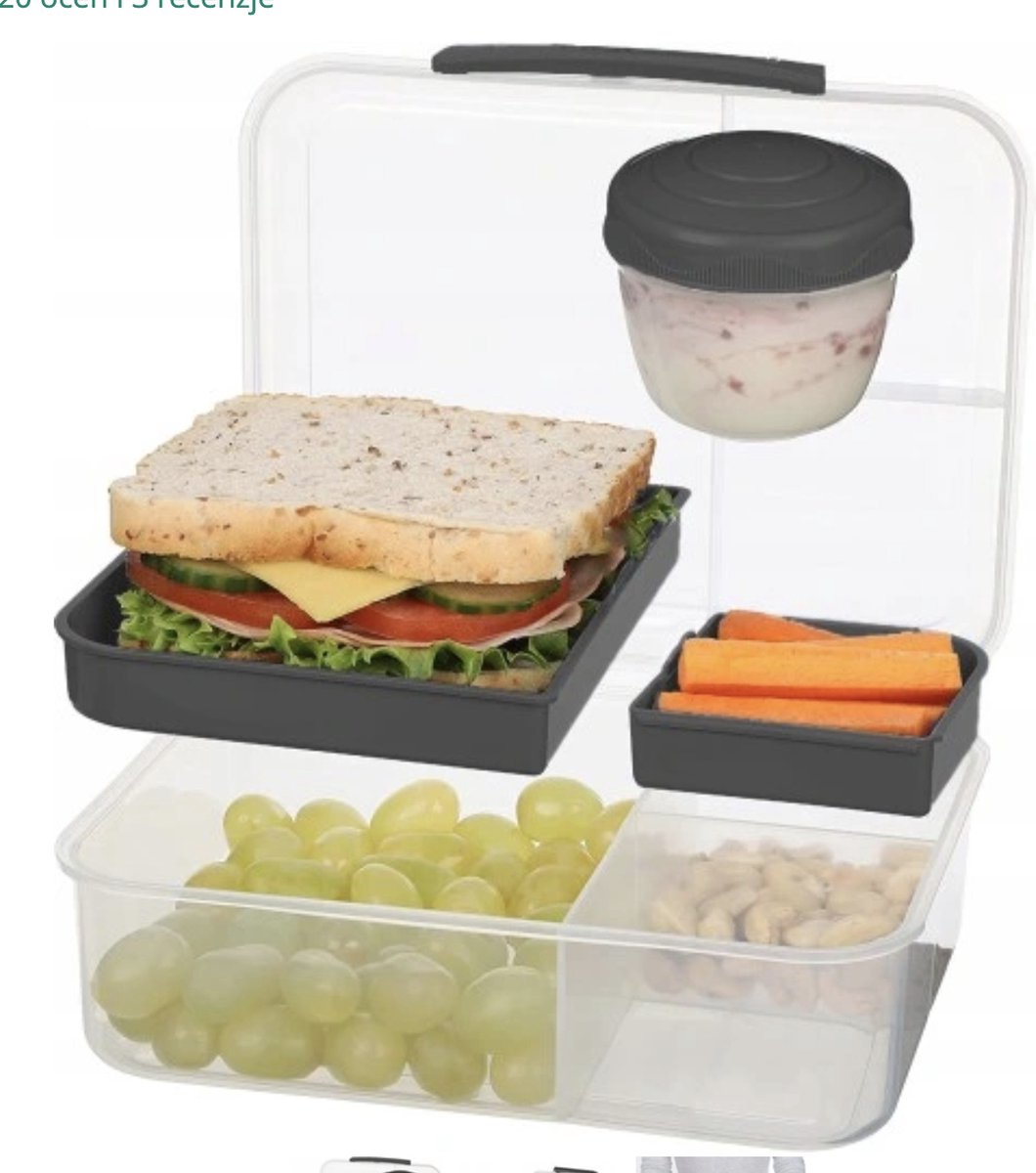  Lunchbox - Broodtrommel Inclusief Sausbeker - 3 Compartimenten - Saladebox - Brooddoos Met Yoghurtpotje