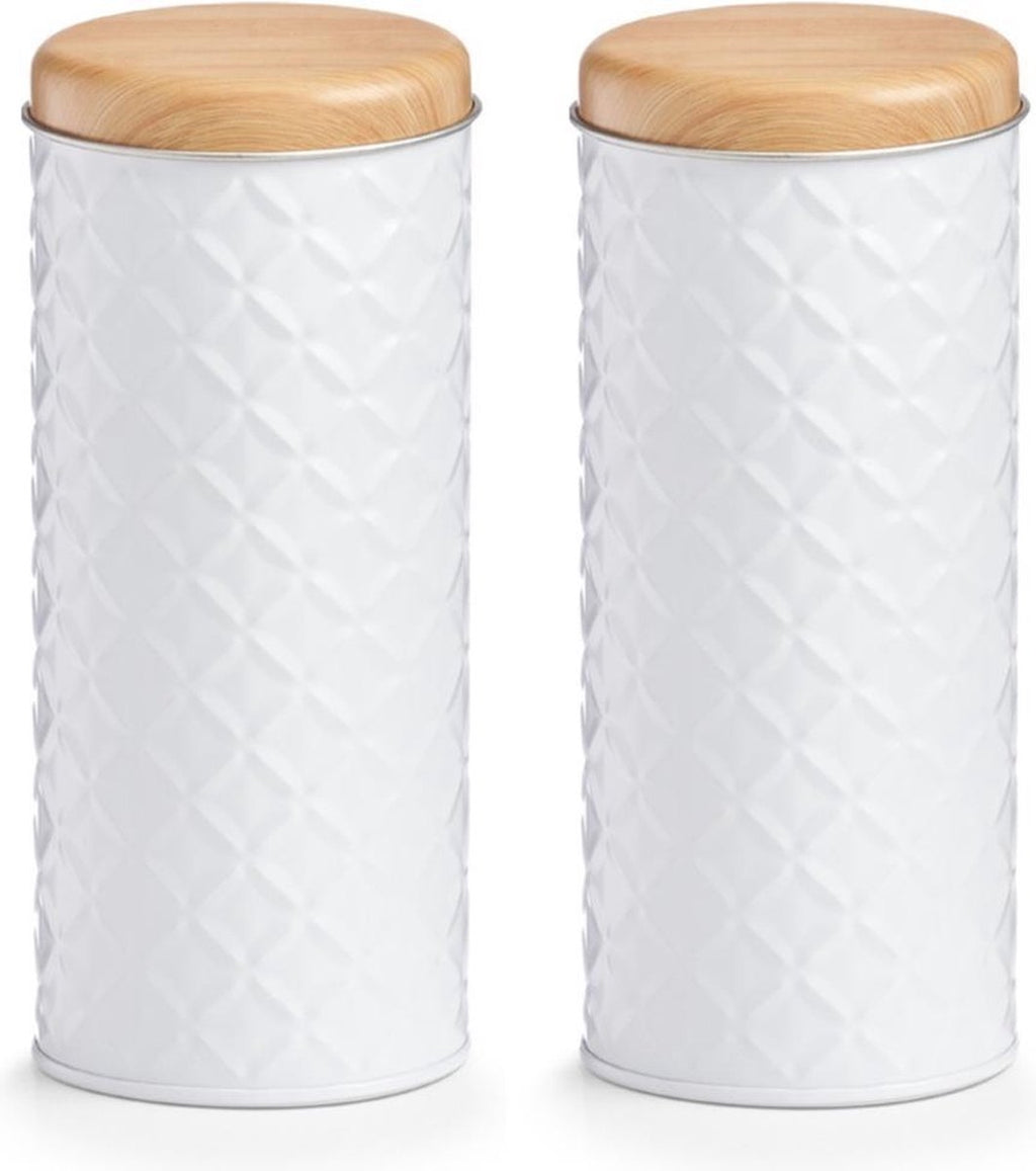  2x Bewaar/voorraad Blikken Koffiepads Wit 18 X 7,5 Cm 1 Liter