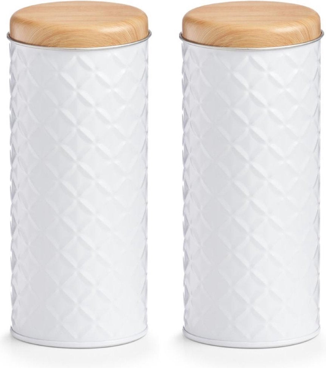  2x Bewaar/voorraad Blikken Koffiepads Wit 18 X 7,5 Cm 1 Liter