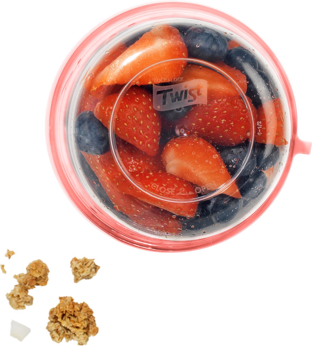  Lock&amp;Lock Yoghurtbeker - Yoghurt Beker To Go - Muesli Beker To Go - Lunchpot - Lunchbeker - Medium - 560 Ml + 310 Ml - Roze