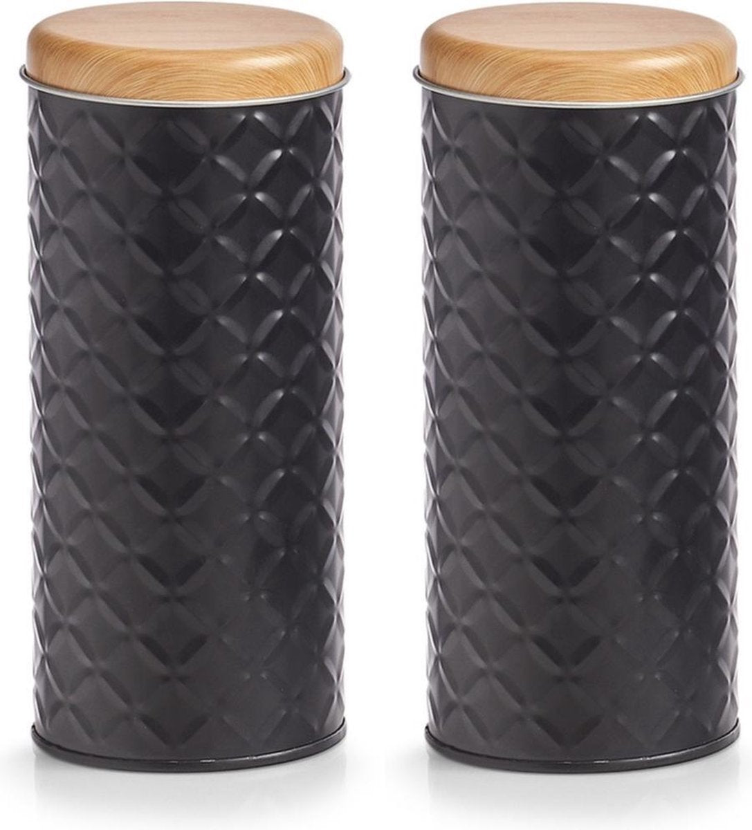  2x Bewaar/voorraad Blikken Koffiepads - Zwart - 18 X 7,5 Cm - 1 Liter