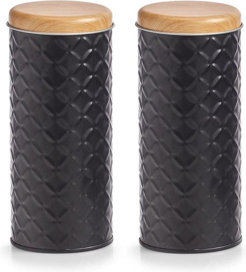  2x Bewaar/voorraad Blikken Koffiepads - Zwart - 18 X 7,5 Cm - 1 Liter