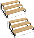  Kruidenrekken, Set Van 2, Keukenrekken, Met 3 Planken, Bamboe, Uitschuifbaar, Stapelbaar, Voor Keuken, Werkblad, Zwart