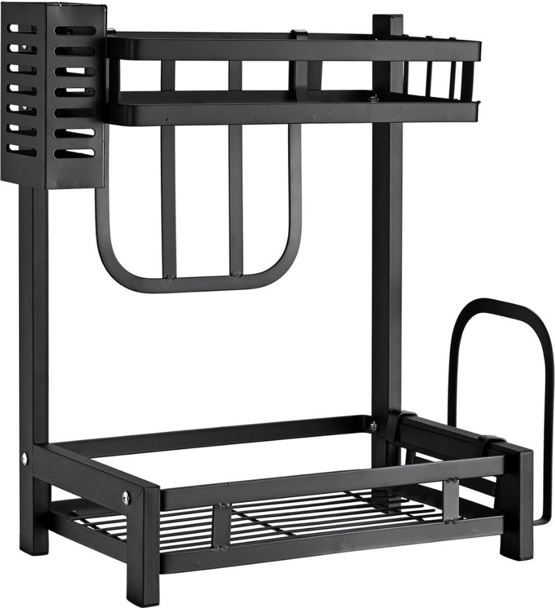  Pazzo Goods - Keuken Organizer - Keukenrek - Zwart - Metaal - 2 Laags - Multifunctioneel - Zwart -