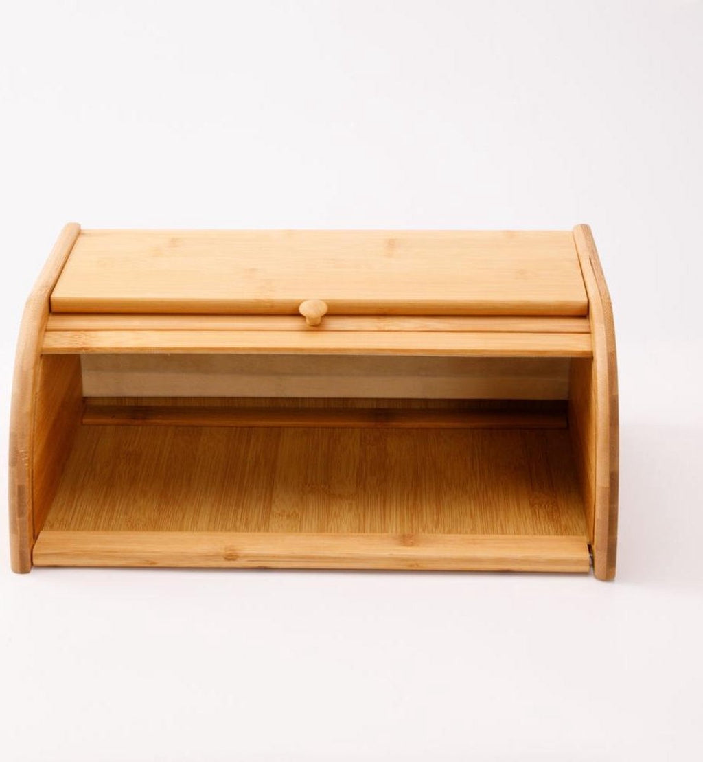 Merkloos Decopatent® Broodtrommel Met Rolluik - Bamboe Houten Brooddoos Met Schuifdeksel - Broodtrommel - Brood Bewaren En Vers Houden