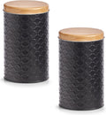  2x Bewaar/voorraad Blikken Zwart 10,5 X 18 Cm 2 Liter - Zeller - Keukenbenodigdheden - Keukenaccessoires/decoratie - Vers Houden - Voorraad/bewaar/opslagblikken - Koek/snoeptrommels
