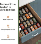  Noswo Kruidenrek Lade - 4 Laags - Voor 28 Kruidenpotjes - RVS - Kruiden Organizer - Keukenlade Organiser