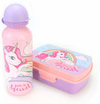  Broodtrommel + Drinkfles Unicorn | Lunchbox Voor Kinderen | Eenhoorn Roze LS03a