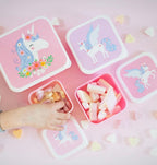  A Little Lovely Company - Brooddoos - Broodtrommel - Lunch &amp; Snack Box Set Van 4 - Eenhoorn