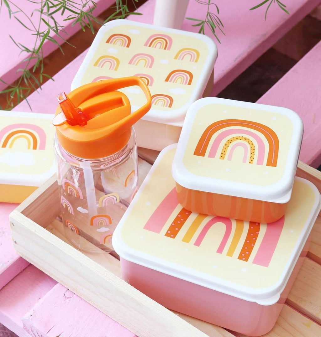  A Little Lovely Company - Brooddoos - Broodtrommel - Lunch &amp; Snack Box Set Van 4 - Regenbogen