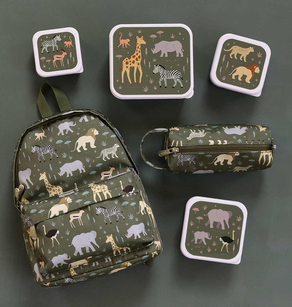  A Little Lovely Company - Brooddoos - Broodtrommel -Lunch &amp; Snack Box Set Van 4 - Savanne