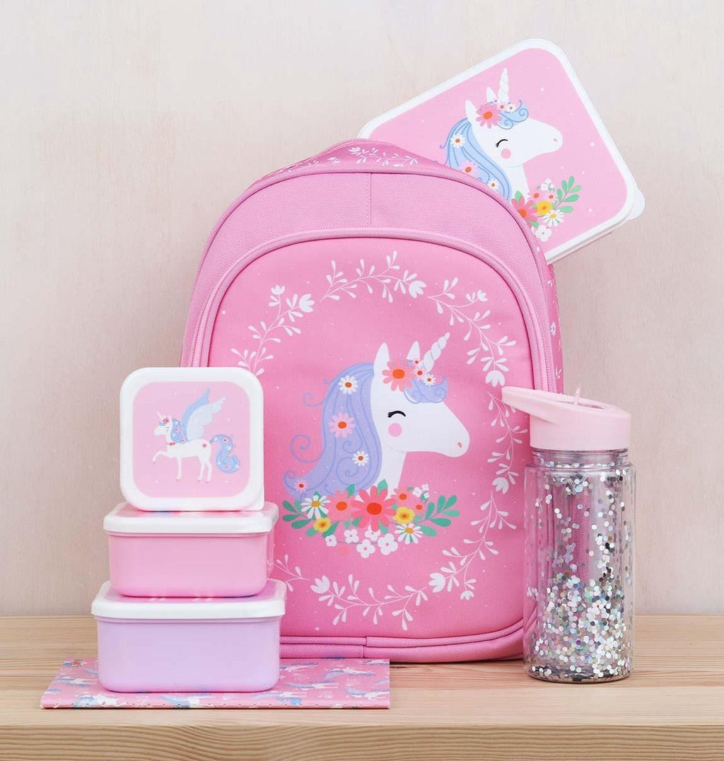  A Little Lovely Company - Brooddoos - Broodtrommel - Lunch &amp; Snack Box Set Van 4 - Eenhoorn