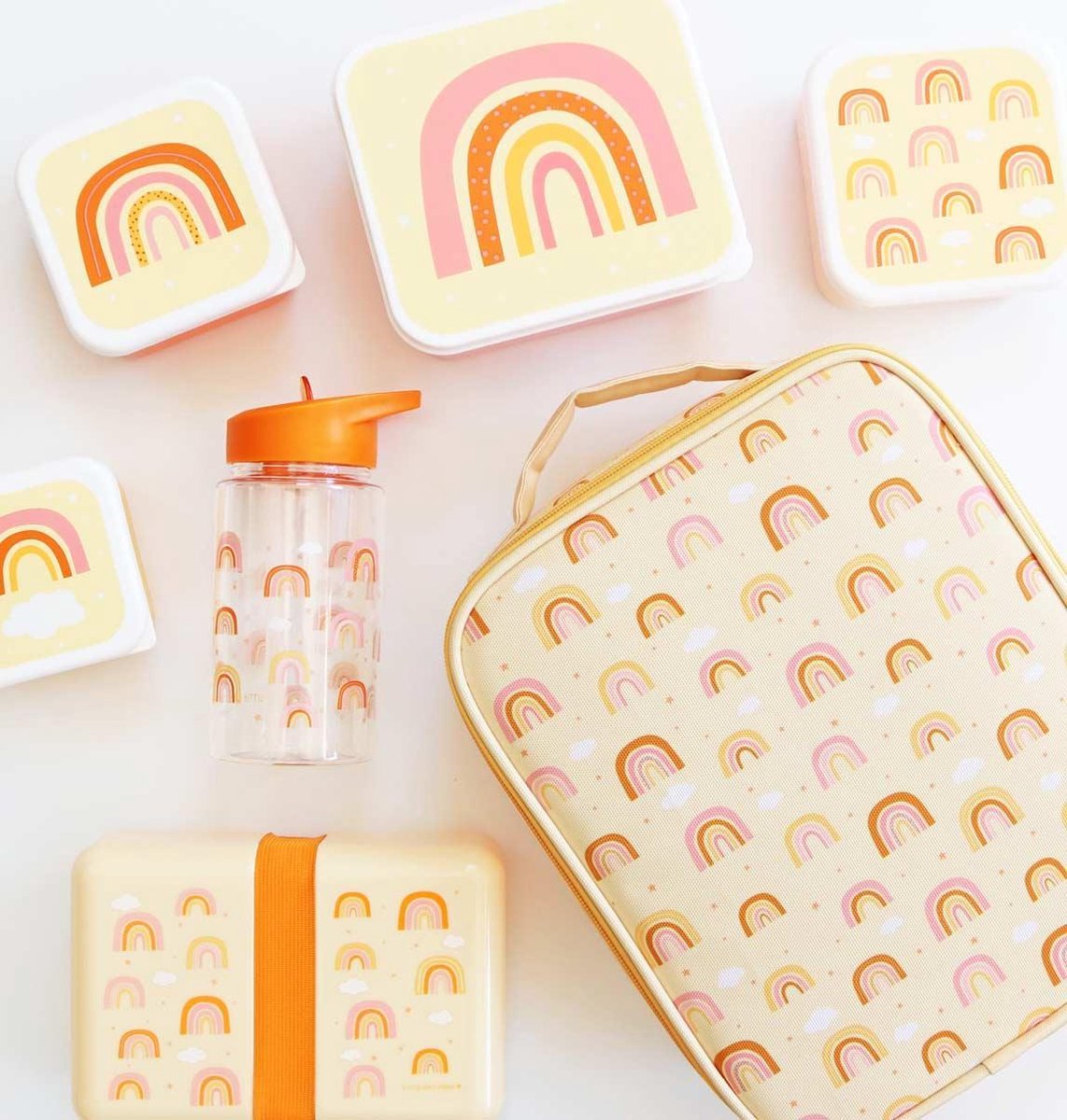  A Little Lovely Company - Brooddoos - Broodtrommel - Lunch &amp; Snack Box Set Van 4 - Regenbogen