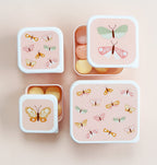  A Little Lovely Company - Brooddoos - Broodtrommel - Lunch &amp; Snack Box Set Van 4 - Vlinders