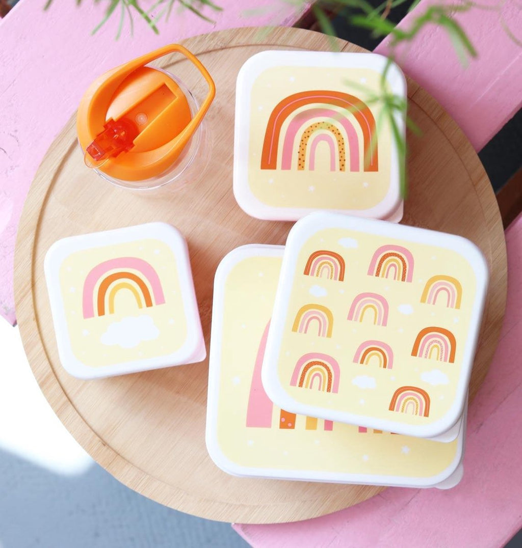  A Little Lovely Company - Brooddoos - Broodtrommel - Lunch &amp; Snack Box Set Van 4 - Regenbogen