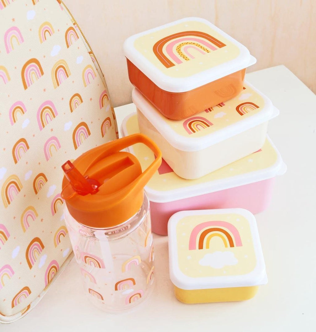  A Little Lovely Company - Brooddoos - Broodtrommel - Lunch &amp; Snack Box Set Van 4 - Regenbogen