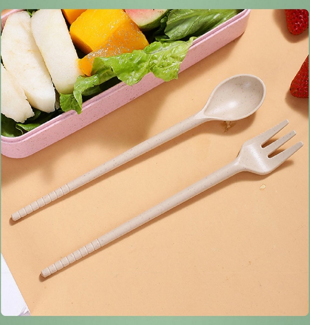  Bento Lunchbox - Lunchtrommel 900ml 3 Laags - Inclusief Bestek - Beige - Opline