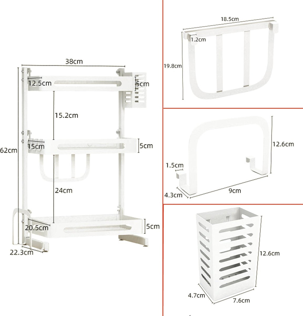  Chefs Cuisine Kruidenrek - Kruidenrek Staand - Keukenrek -aanrecht Organizer - Bureau Organizer - Keuken Organizers - Roestvrij Staal