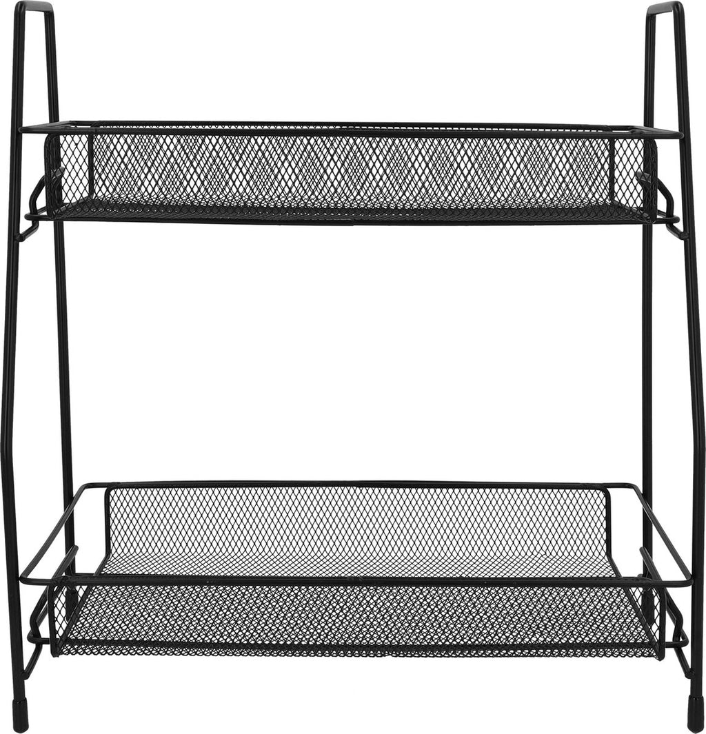  QUVIO Kruidenrekken Staal - Kruidenrek Staand - Kruidenrekken Zwart - Opbergrek - Opbergrekken Breedte Van 25 Tot 50 Cm - Opbergrek Zwart - Keukenrek - Keukenrek Staand 2 Laags - Zwart - Metaal