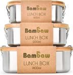  Bamboe Lunch Box 1400 Ml | Broodbox | Ecologisch | Roestvrijstalen Lunchbox | Bentobox No Leak | Smaakloos | Bamboe Grote Broodtrommel | Lunchbox Volwassenen | Lunchbox RVS Bamboe | Bambaw