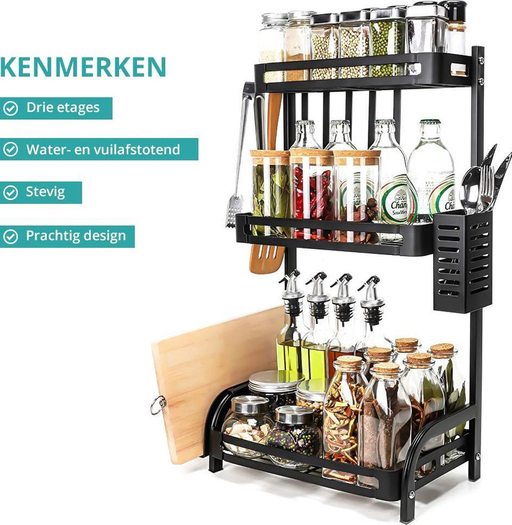  Sens Design Kruidenrek Staand – Keukenrek Voor Kruidenpotjes - Zwart