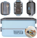  Triple J® Lunchbox - Broodtrommel - Lucht- &amp; Lekvrij - Incl. Bestek - Magnetron &amp; Vaatwasser Bestendig