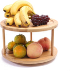 Merkloos Decopatent® Kruidenrek / Fruitschaal Bamboe - Rond - Kruiden Carrousel - Draaibaar - Staand Bamboe Specerijenrek Draaiplateau - Fruitrek