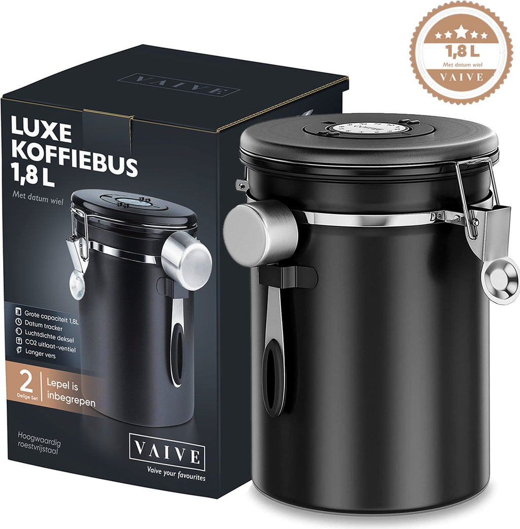 VAIVE Koffieblik - Koffiebus - Koffieblikbewaarblik - Bewaarbus Koffie - Voorraadpotten - Voorraadbussen - Voorraadbus -1.8L