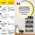  YORGS Kruidenrek Ophangbaar - Kruidenrekje Voor Potjes - Kruidenrekken Hangend 4 Stuks - Zwart - Inc Ophangmateriaal