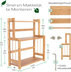  Cellavi Duurzaam Kruidenrek Staand Van Bamboe - Keukenrek Verstelbaar - Keuken Accessoires - Stevige Constructie - Multifunctioneel En Waterafstotend