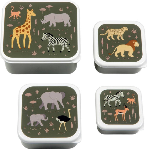  A Little Lovely Company - Brooddoos - Broodtrommel -Lunch &amp; Snack Box Set Van 4 - Savanne