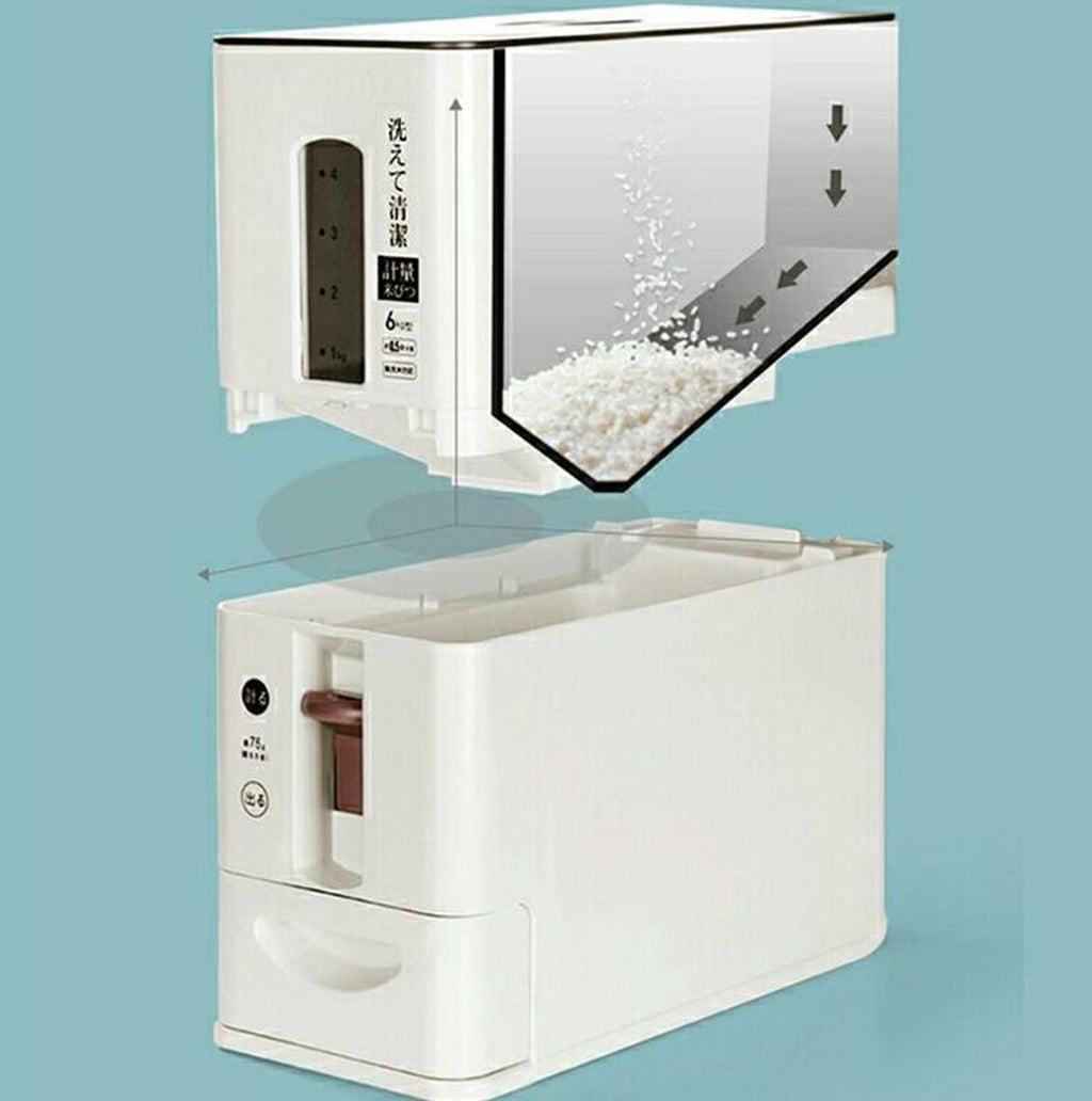 Merkloos TDR-Japans Rijst/Granen Container/Dispenser/ Opbergdoos - 6KG Inhoud - Wit