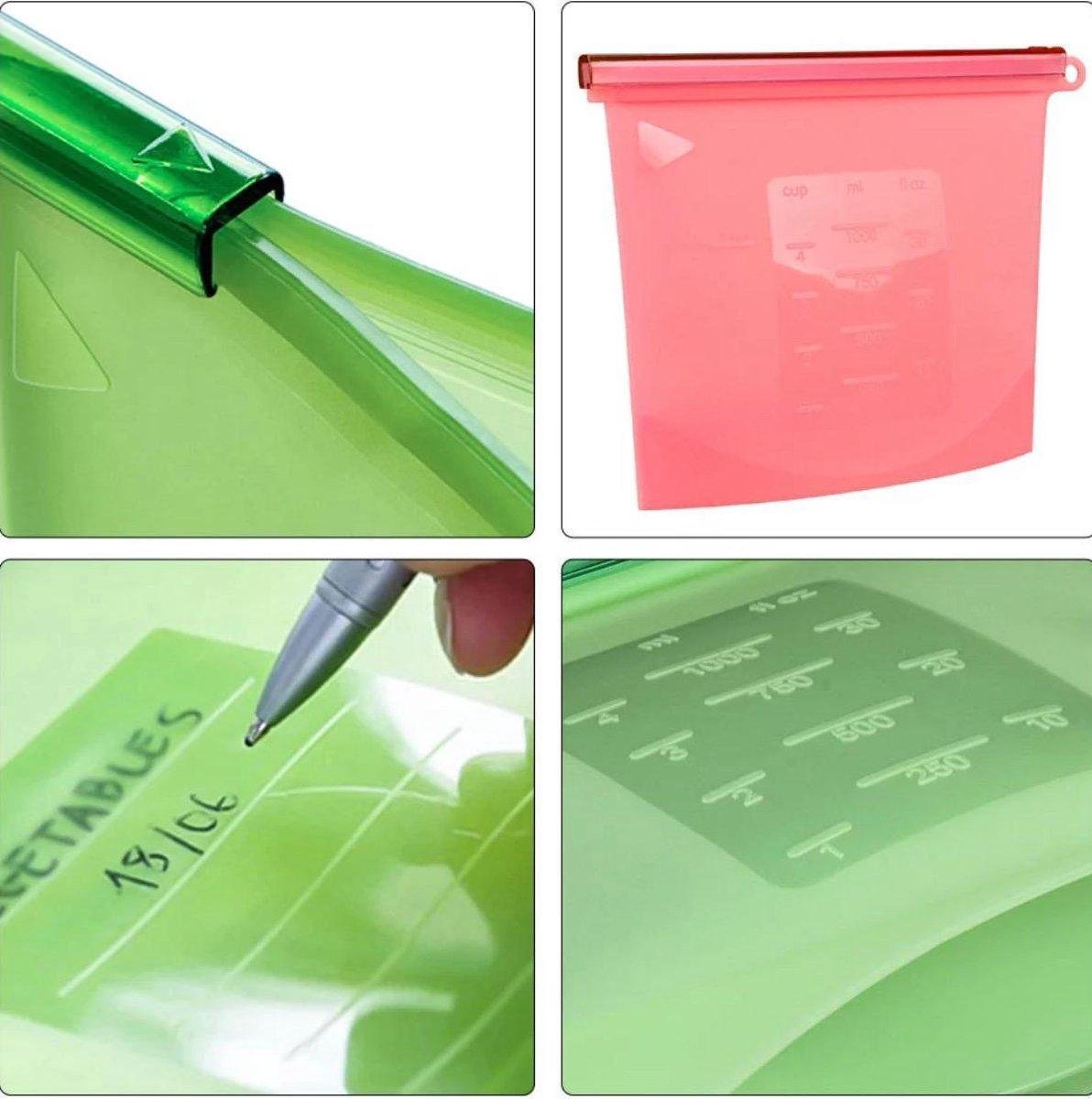  LOUZR Siliconen Vershoudzakken - Set 4-Stuks - 1000ml - Herbruikbaar