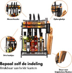  Pazzo Goods - Keuken Organizer - Keukenrek - Zwart - Metaal - 2 Laags - Multifunctioneel - Zwart -