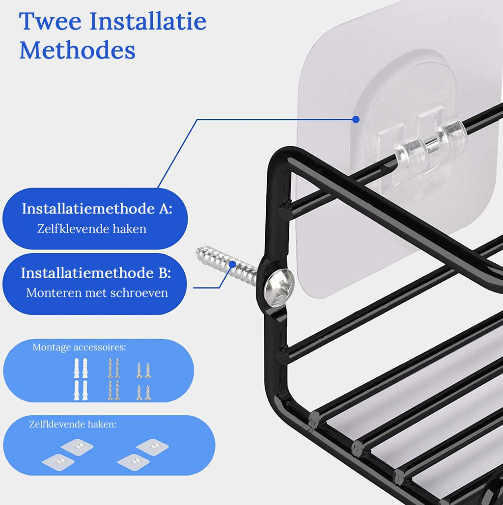 Merkloos Friendly Kitchen - Zwart Ophangbaar Kruidenrek - Modern Strak Kruidenrekje - Staal