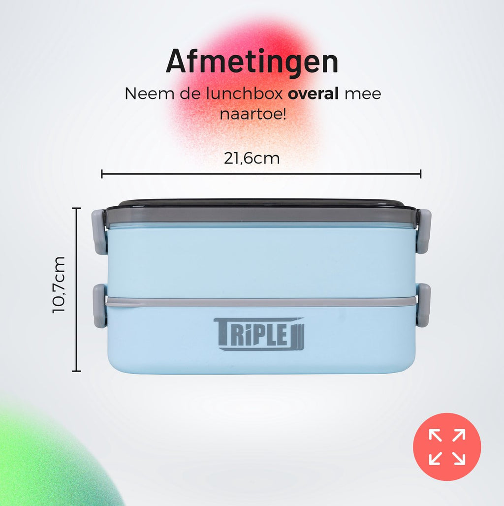  Triple J® Lunchbox - Broodtrommel - Lucht- &amp; Lekvrij - Incl. Bestek - Magnetron &amp; Vaatwasser Bestendig