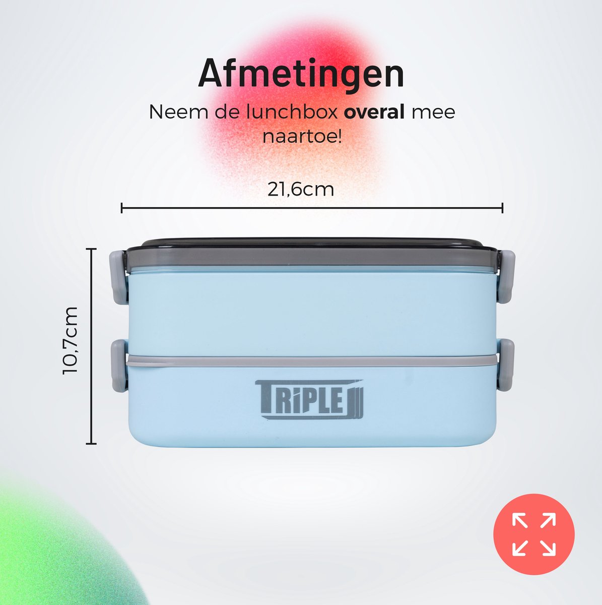  Triple J® Lunchbox - Broodtrommel - Lucht- &amp; Lekvrij - Incl. Bestek - Magnetron &amp; Vaatwasser Bestendig