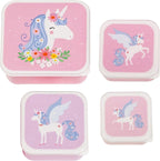  A Little Lovely Company - Brooddoos - Broodtrommel - Lunch &amp; Snack Box Set Van 4 - Eenhoorn