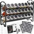  Deleca Kruidenrek Organizer Met 24 Kruidenpotjes - Vierkant - Strooideksel &amp; Labels - Ophangbaar Of Staand - Industrieel / Zwart