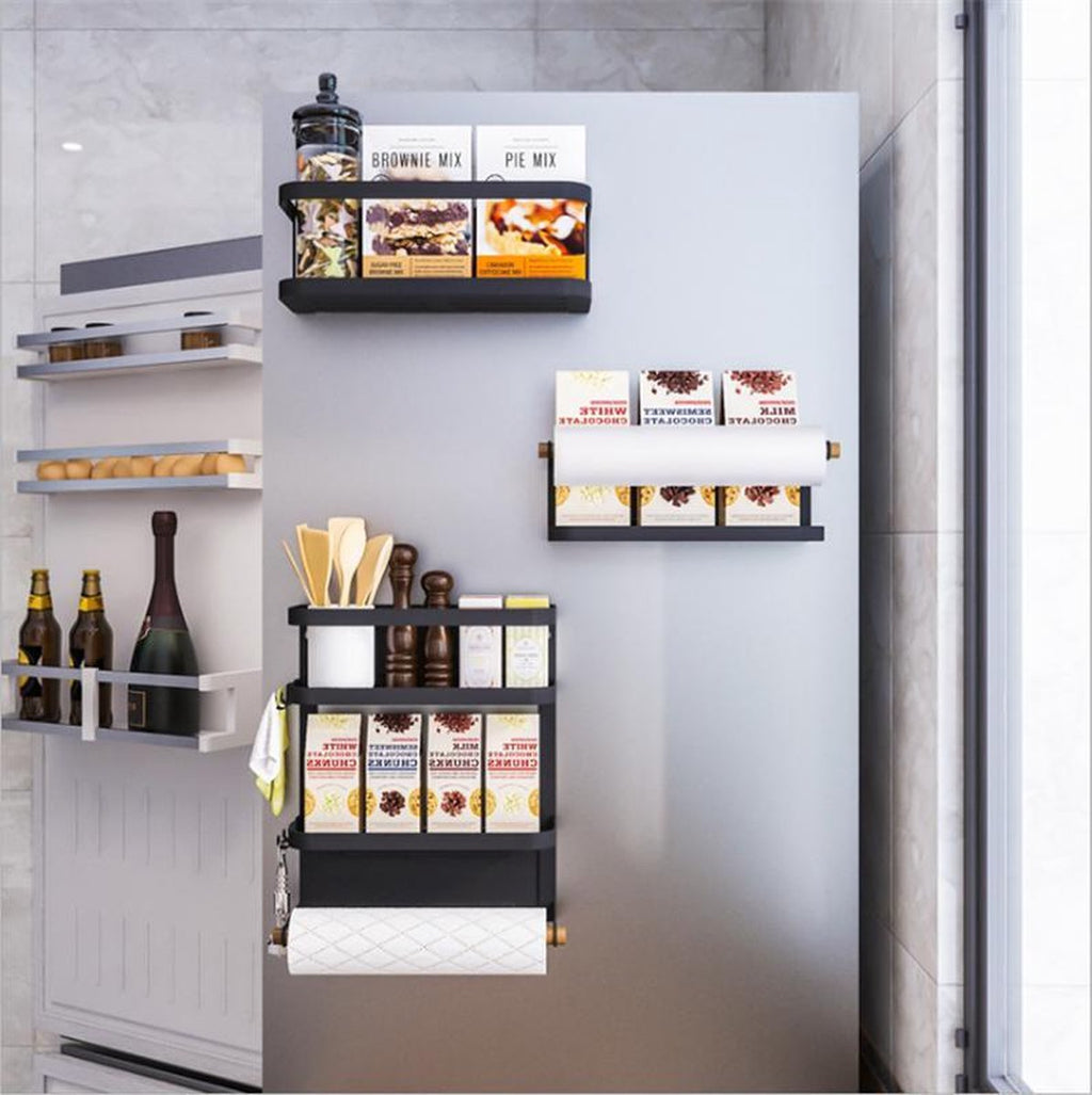 Merkloos Multifunctioneel Ophangbaar Keukenrek Of Badrek- Multifunctioneel Organiser - Magnetisch - Zwart