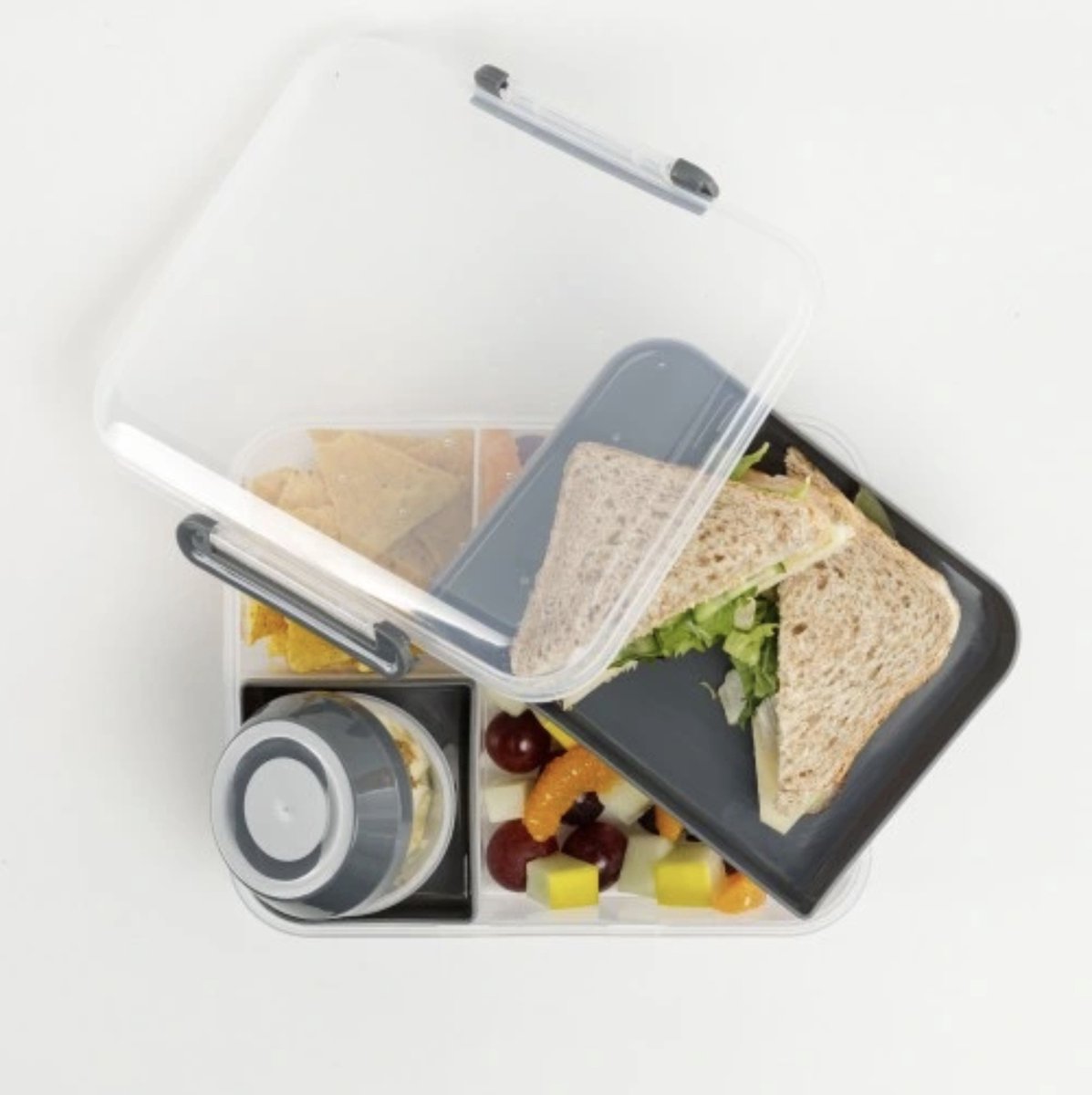 Lunchbox - Broodtrommel Inclusief Sausbeker - 3 Compartimenten - Saladebox - Brooddoos Met Yoghurtpotje
