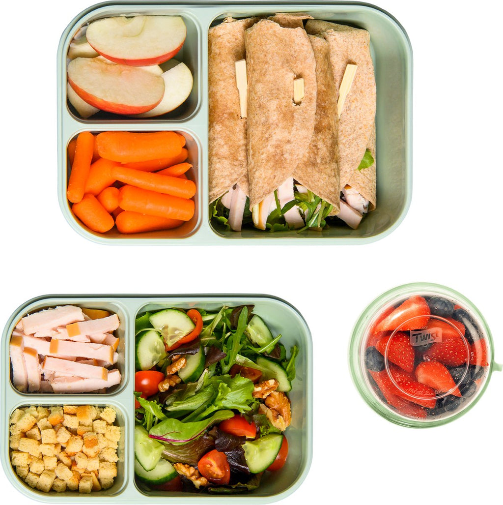  Lock&amp;Lock Lunchset - Yoghurtbeker En Lunchboxen - Bento Box - Muesli Beker - Snackdoosjes - Lunchpot - Met Compartimenten - Volwassenen En Kinderen - To Go - Lekvrij - BPA Vrij - Groen