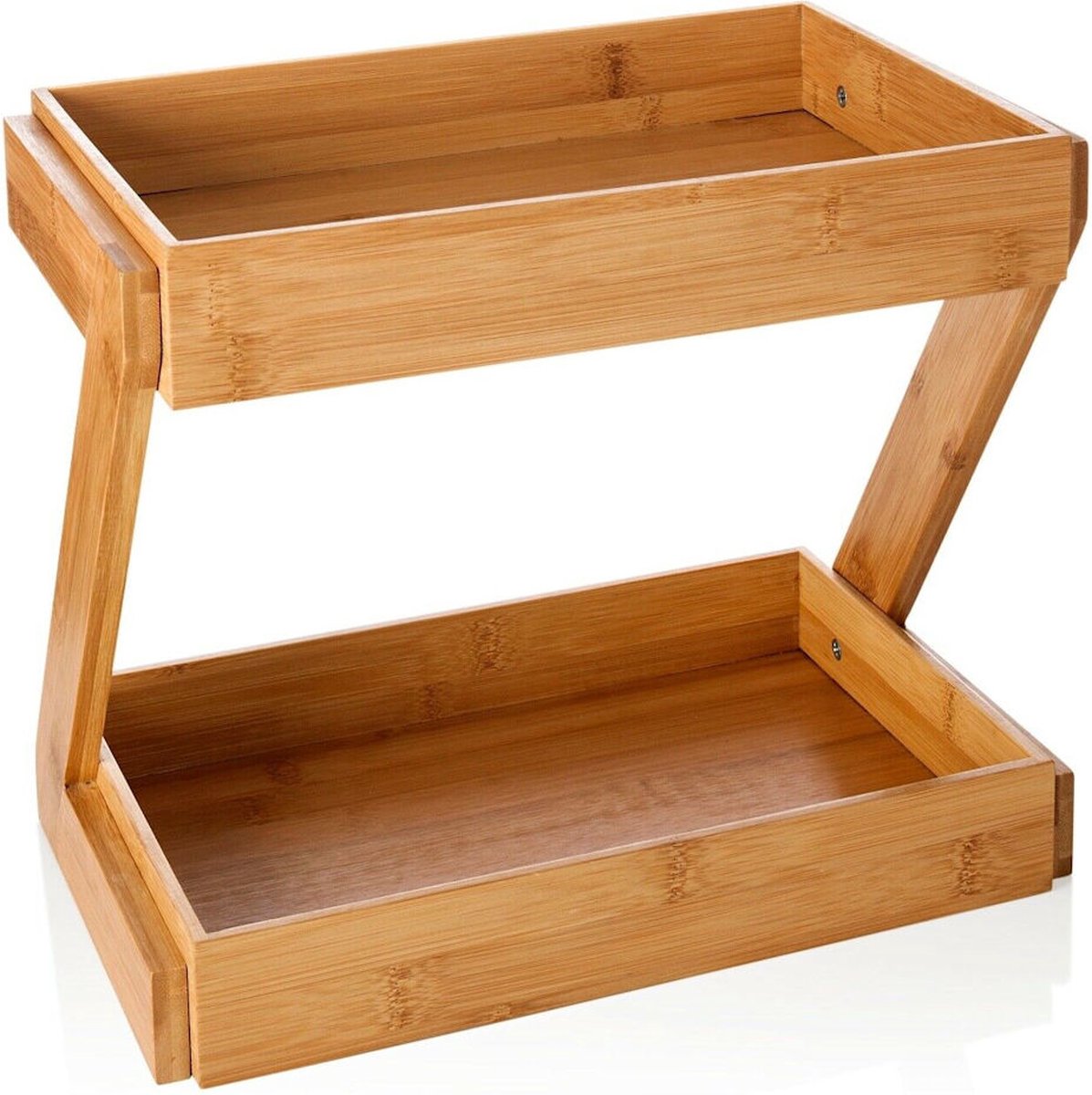 Merkloos Decopatent® 2 Laags Keuken Opbergrek - Staand Rek 2 Etages - Keukenrek - Bamboe Hout - Etagere Rek - Kruidenrek - Keuken Organizer