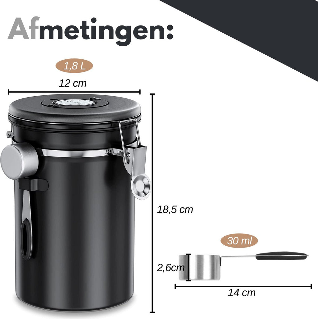  VAIVE Koffieblik - Koffiebus - Koffieblikbewaarblik - Bewaarbus Koffie - Voorraadpotten - Voorraadbussen - Voorraadbus -1.8L