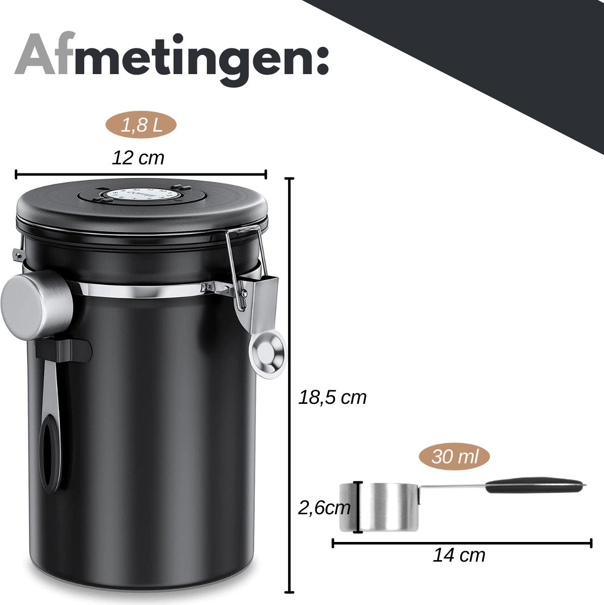  VAIVE Koffieblik - Koffiebus - Koffieblikbewaarblik - Bewaarbus Koffie - Voorraadpotten - Voorraadbussen - Voorraadbus -1.8L